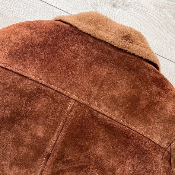 True Vintage 70's Sears Suede Leather Sherpa Western BoHo Jacket Coat - Picture 10 of 10